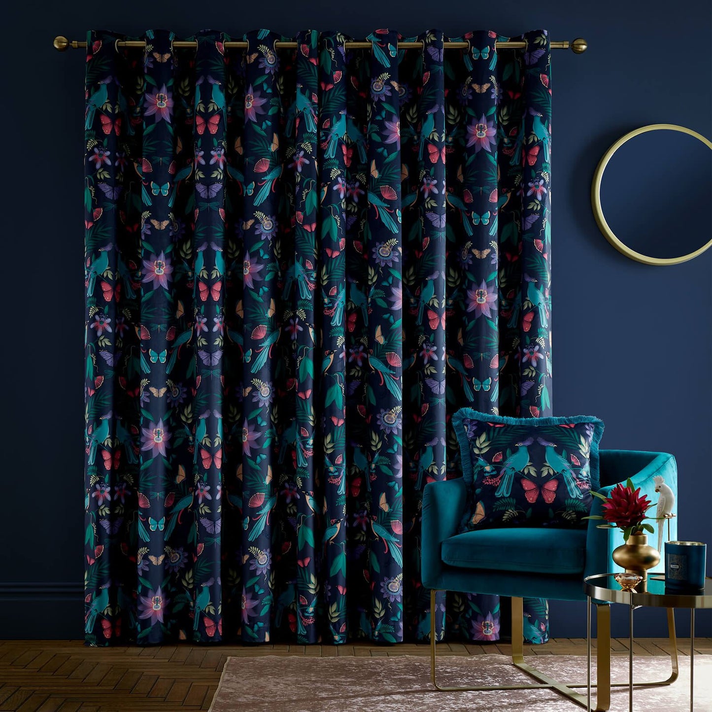 Mya Navy Blue Curtains Two Panels