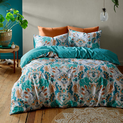 Carnival Animals Teal Duvet Set