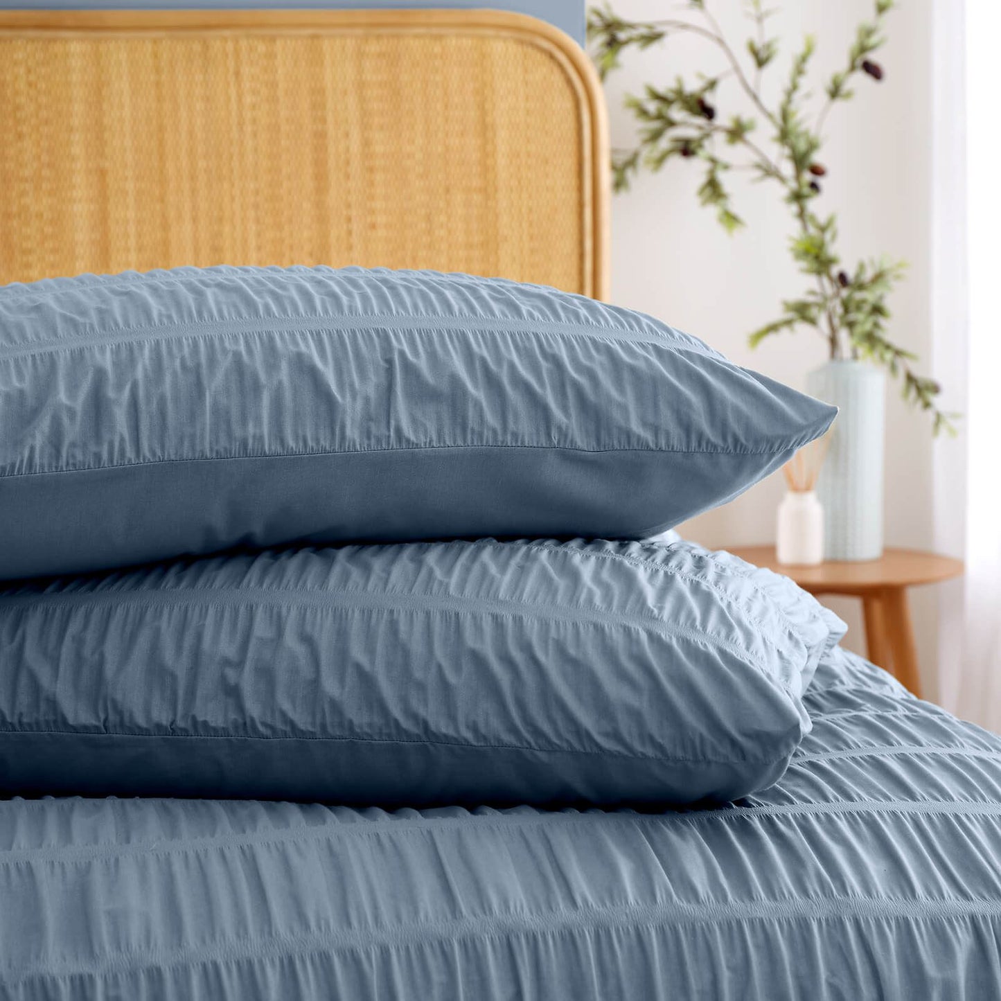 Seersucker Lansfield Blue Duvet Cover Set