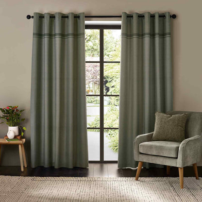 Melville Lined Green Curtains Two Panels