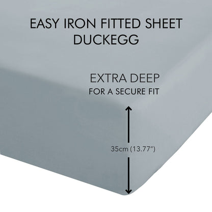 Easy Iron Percale Duck Egg Blue Fitted Sheet