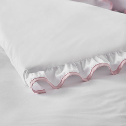Catherine Lansfield So Soft Mono Frill White / Pink Duvet Cover Set