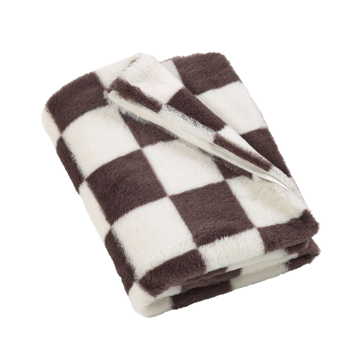 Catherine Lansfield Cosy Soft Checkerboard Fleece Blanket Throw Chocolate - 130x170cm