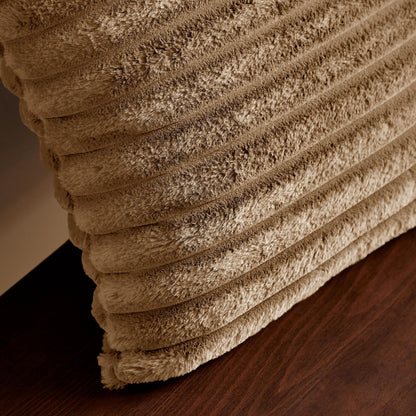 Cosy Ribbed Faux Fur Soft Touch Cushion Natural