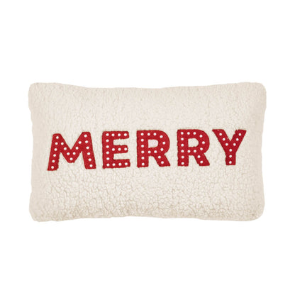 Catherine Lansfield Merry Boucle Cushion White / Red - 30x50cm