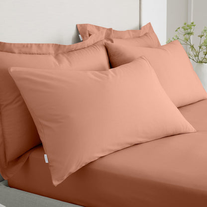 200 Thread Count Cotton Percale Clay Pillow case Pair with envelope closure