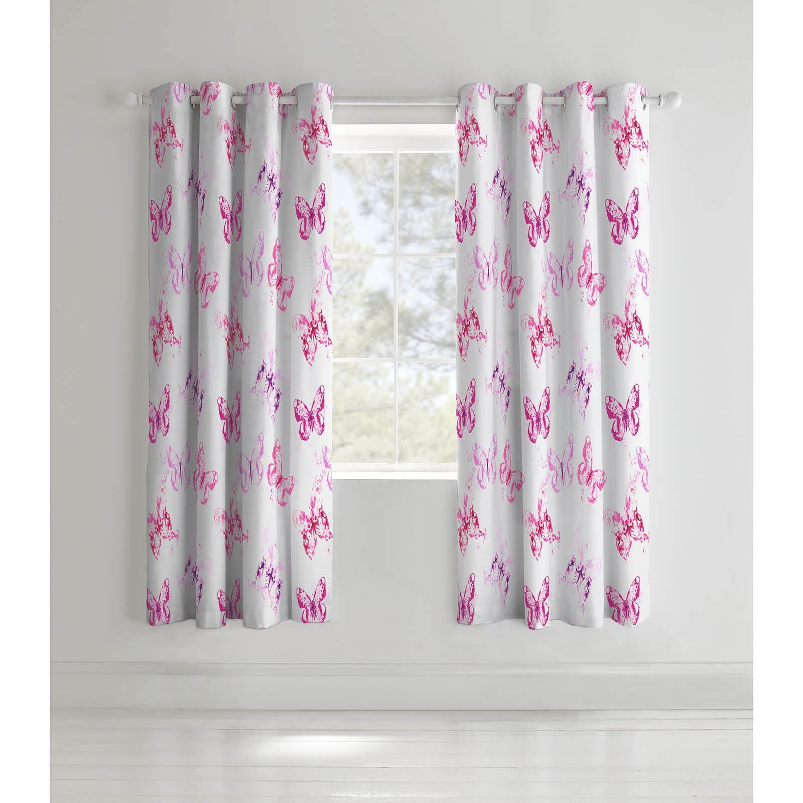 Butterfly Pink Eyelet Curtains