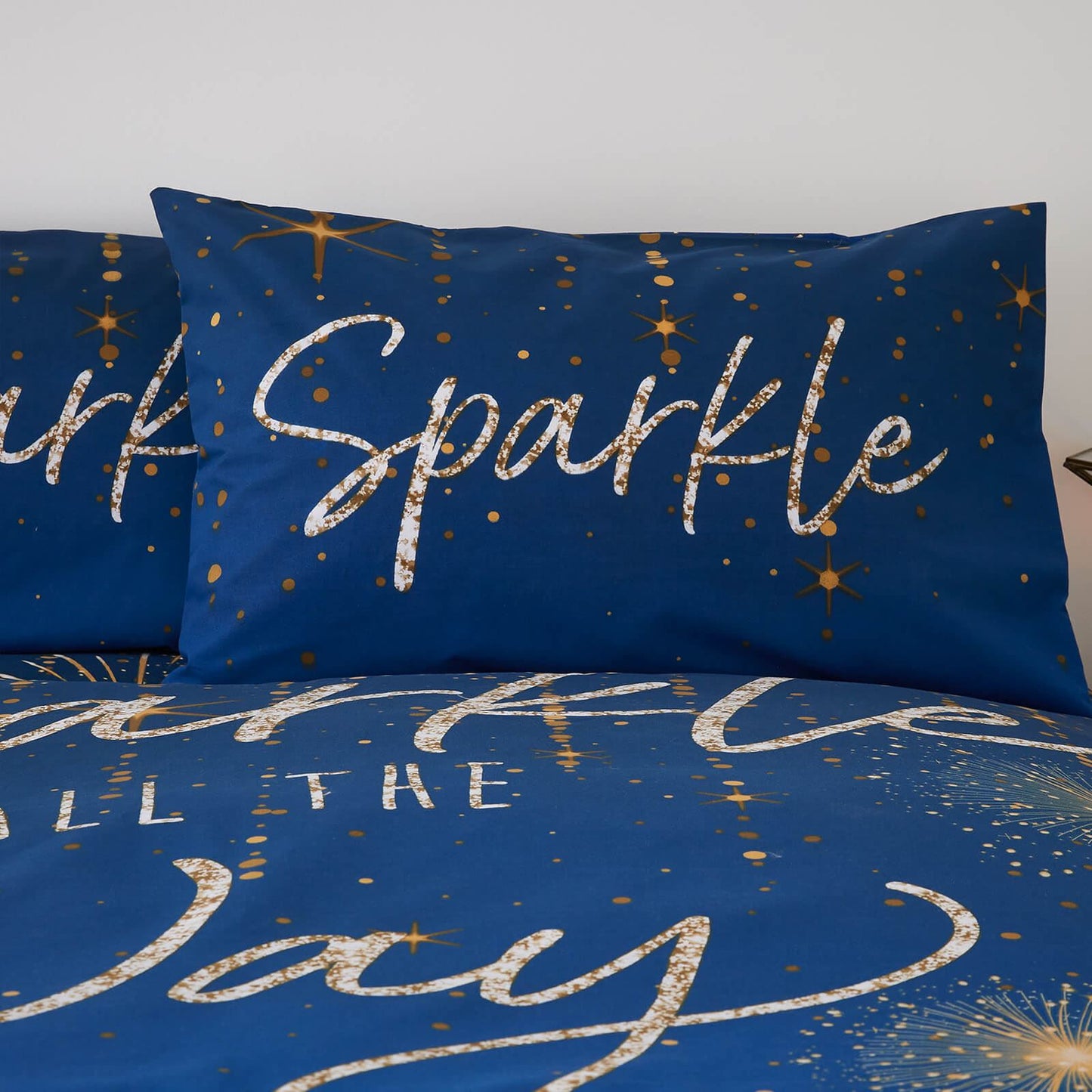 Christmas Sparkle Navy Duvet Cover Set