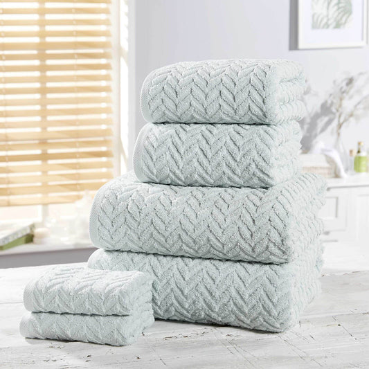 Herringbone Duck Egg Bath Towel