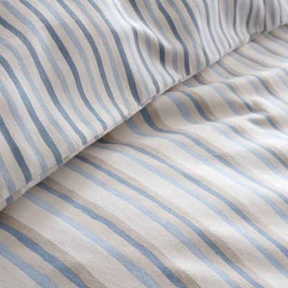 Emily Bond Somerset Striped Cotton Bedding Duvet Cover Set Blue