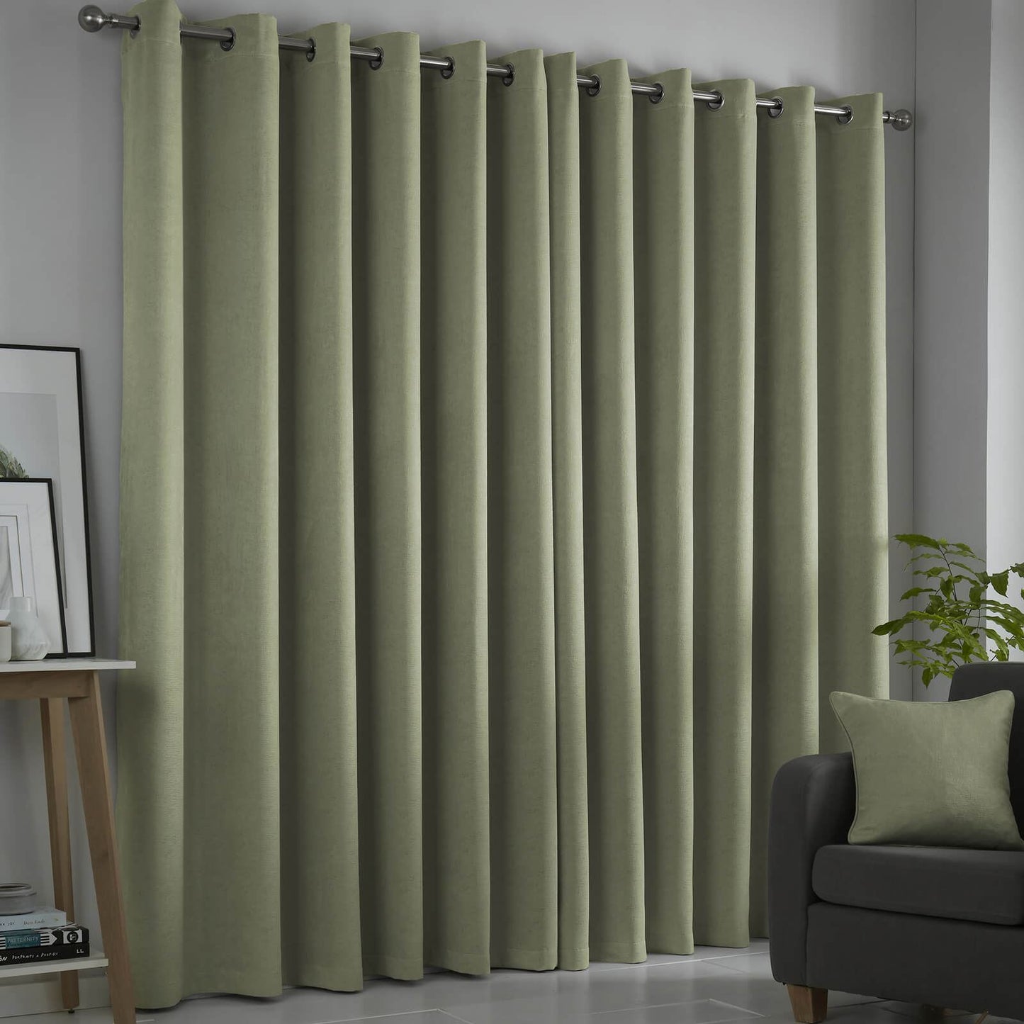 Strata Green Eyelet Curtains