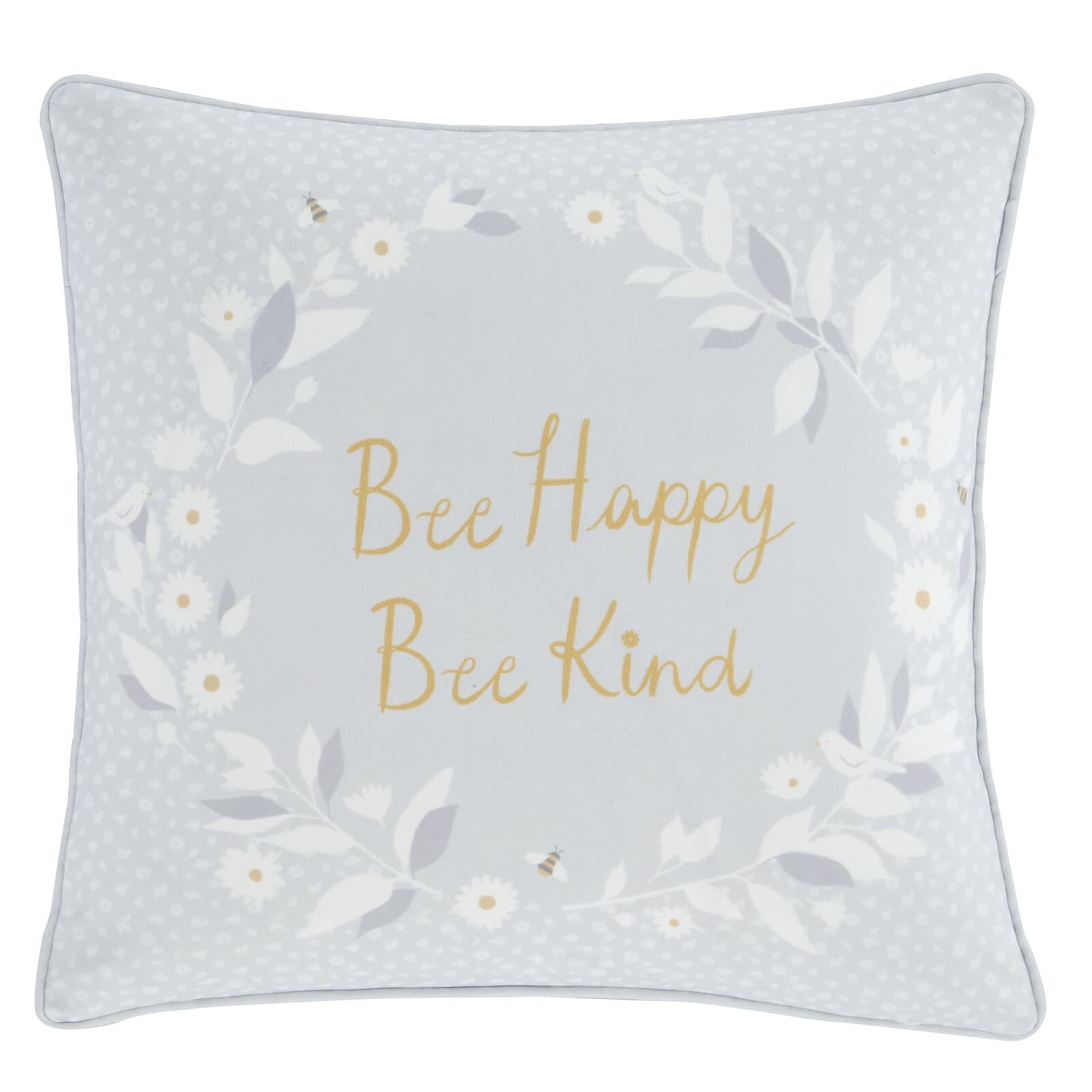 Bee Kind Grey / Ochre Cushion Cover