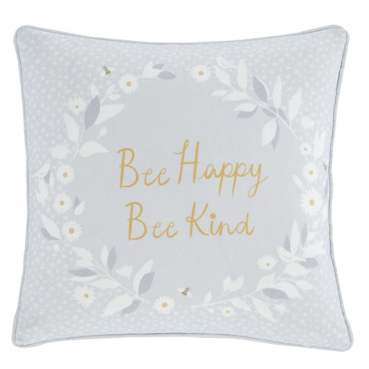 Bee Kind Grey / Ochre Cushion Cover