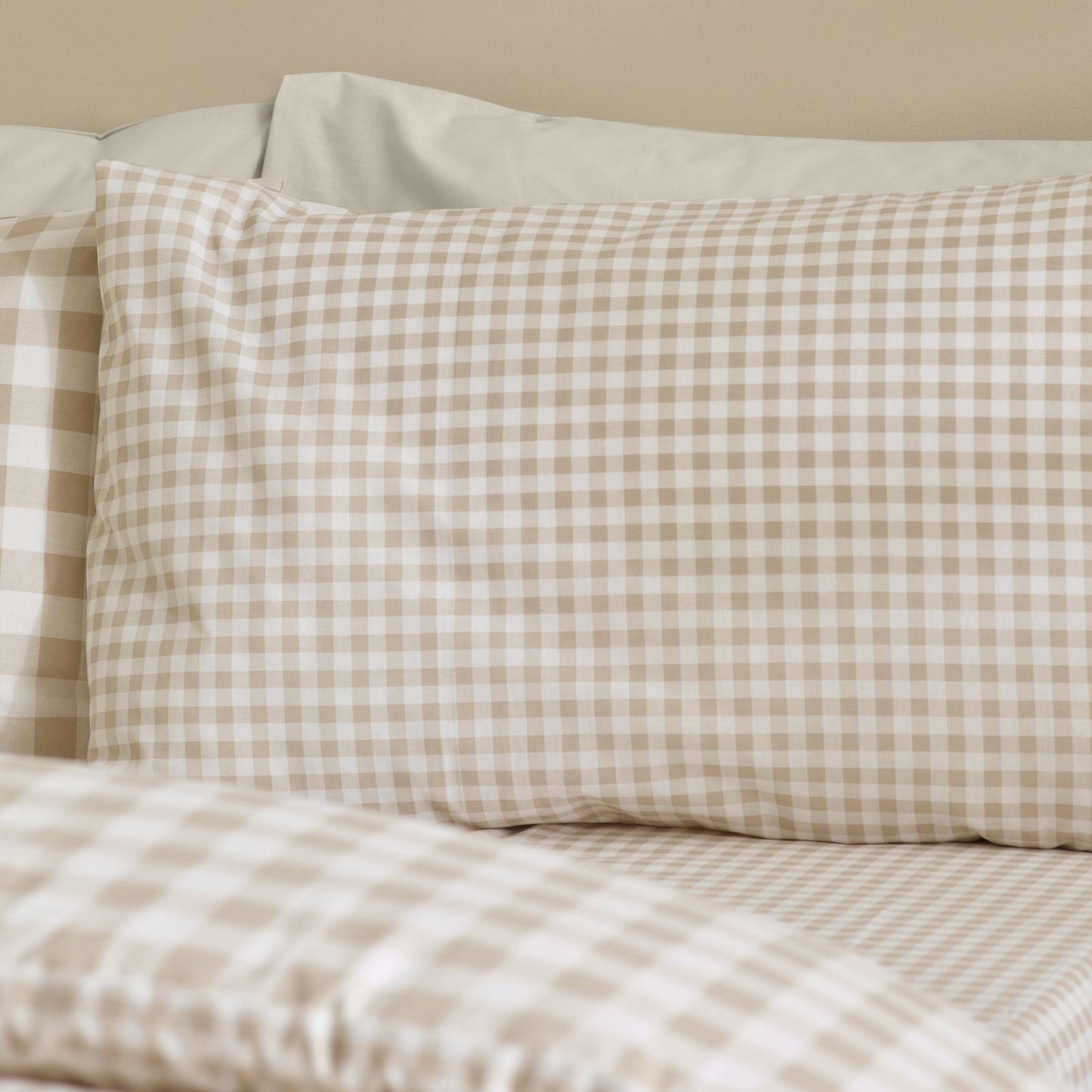 Catherine Lansfield Bamford Gingham Check Natural Duvet Cover Set