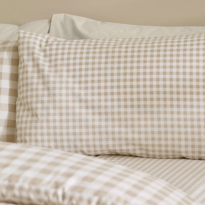 Catherine Lansfield Bamford Gingham Check Natural Duvet Cover Set