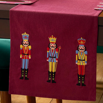 Catherine Lansfield Christmas Nutcracker Cotton Dining Table Runner Plum - 32x220cm