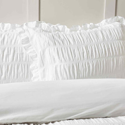 Seersucker Frill White Duvet Cover Set