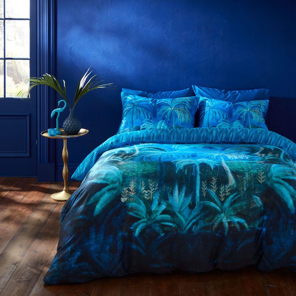 Midnight Palms Blue Duvet Cover Set