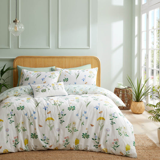 Botanical Cottage Garden White Duvet Cover Set