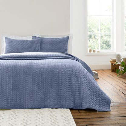 Bianca Attica Velvet Blue Bedspread - 240x260cm