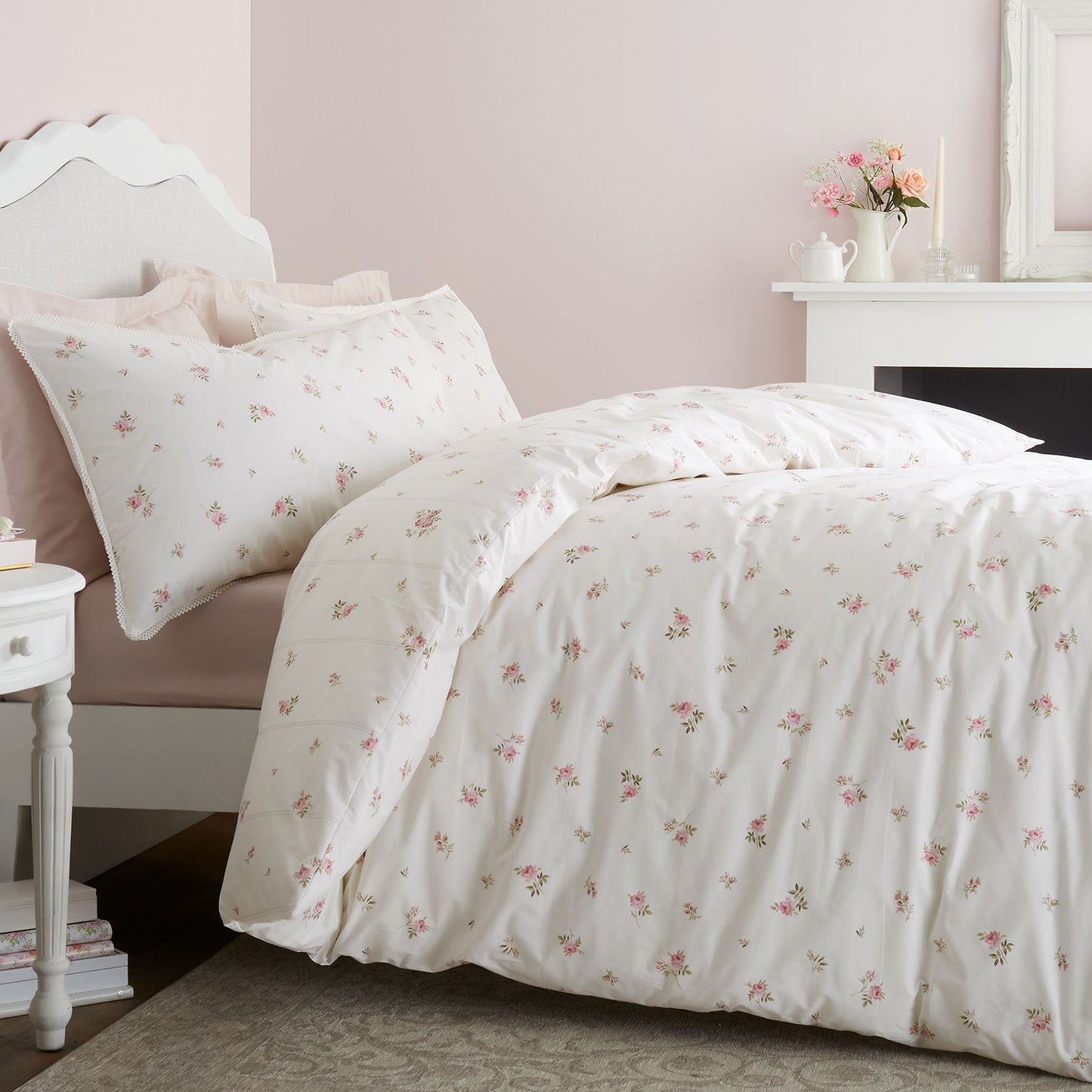 Bianca Vintage Rosebud Lace Cream Duvet Cover Set