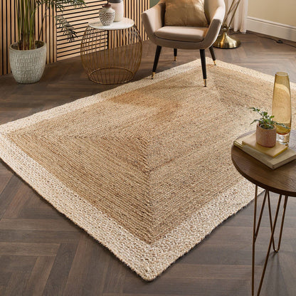 Jute Border Natural White Natural Rugs