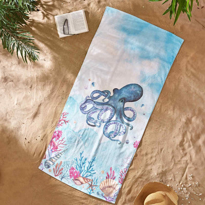 Octopus Blue Beach Towel