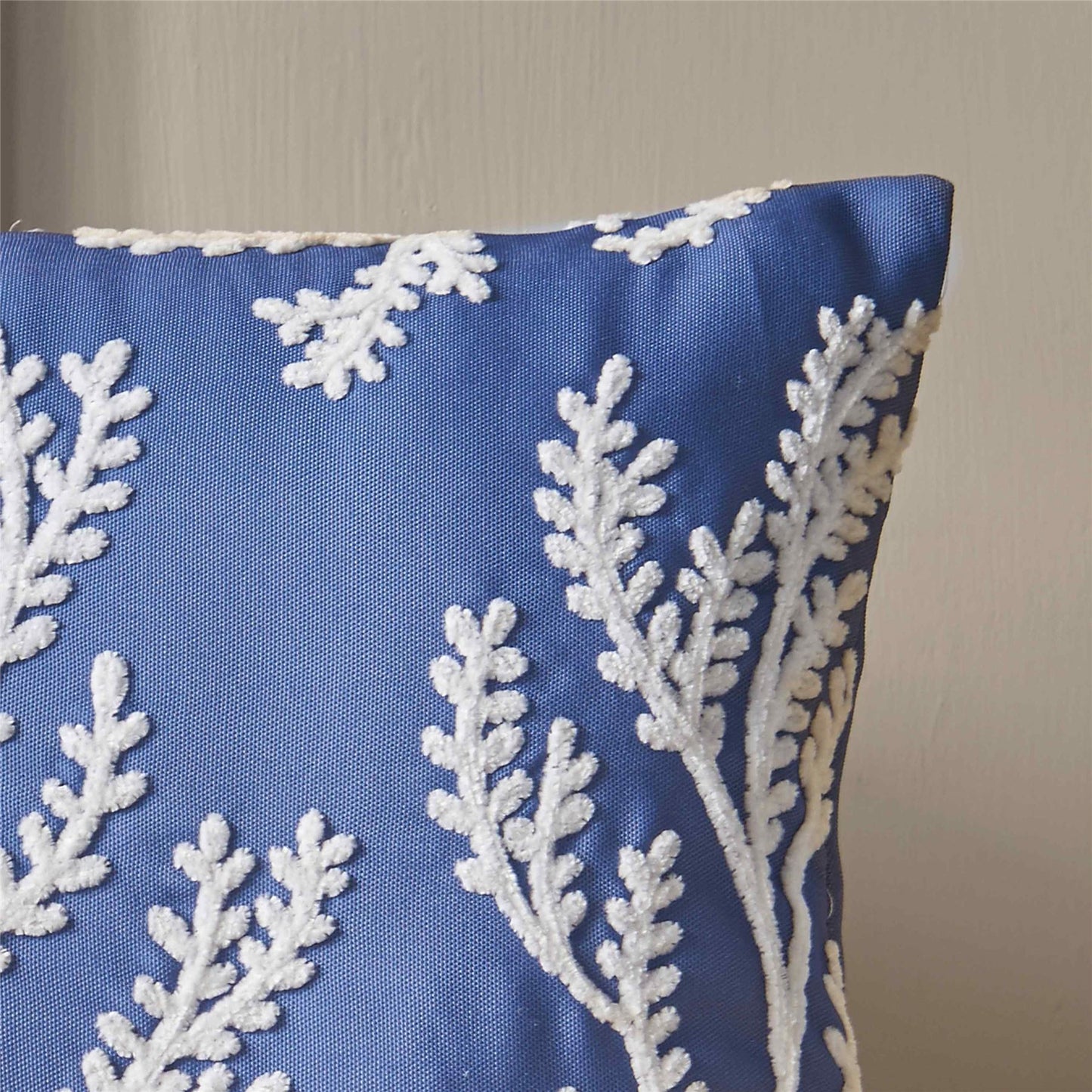 Coral Leaf Blue Cushion