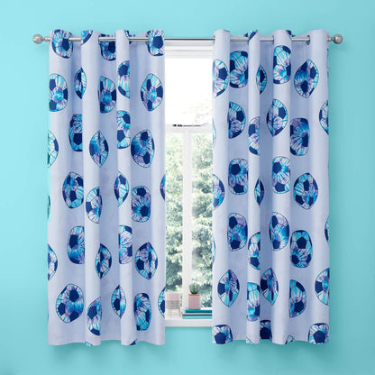 Tie Dye Football Reversible 66x72 Inch Curtains Two Panels Lilac Blue