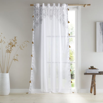 Ariana Tassel White Natural Voile Panel