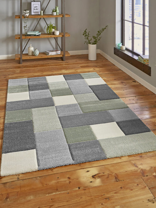 Brooklyn 646 Grey/Green Modern Rugs