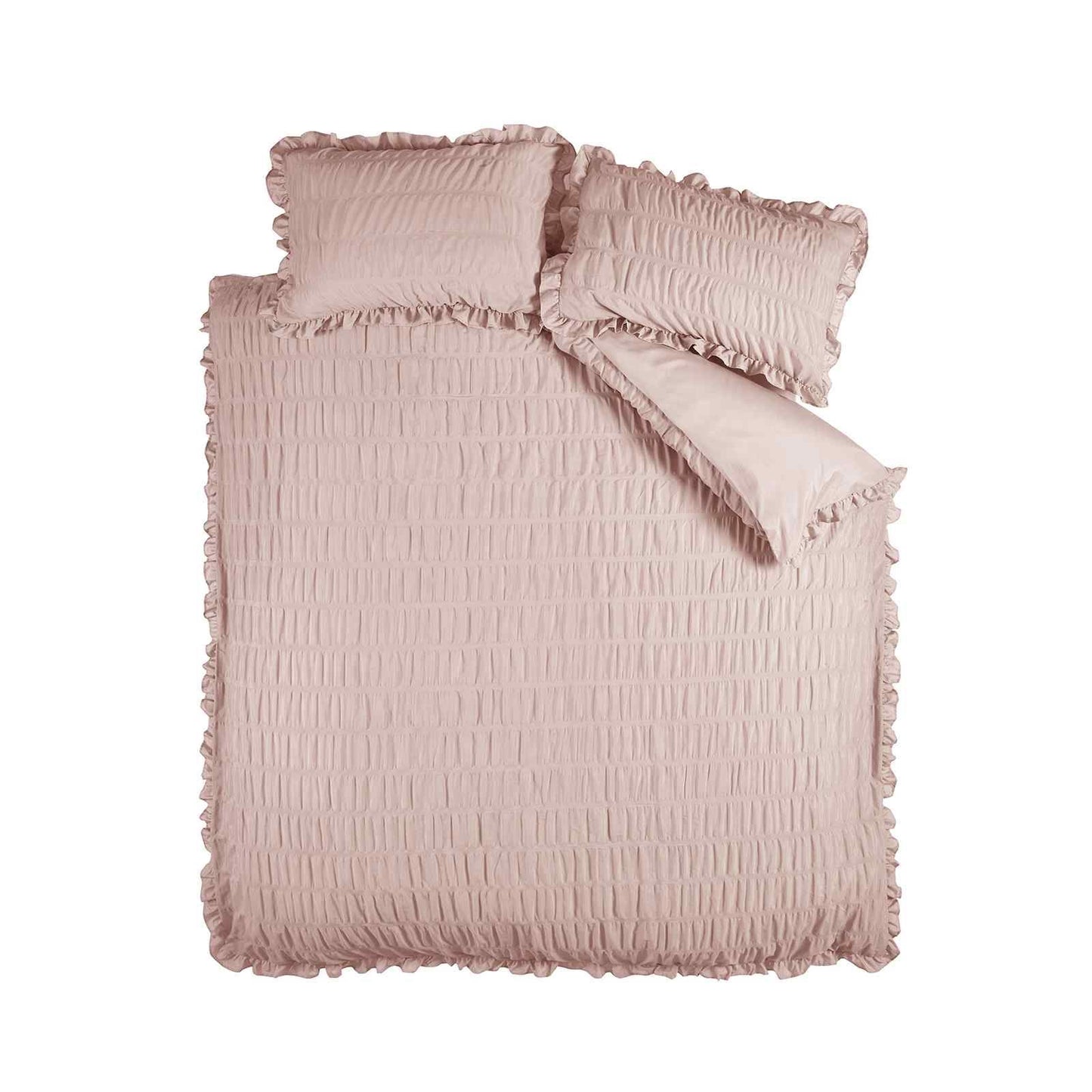Seersucker Frill Pink Duvet Cover Set