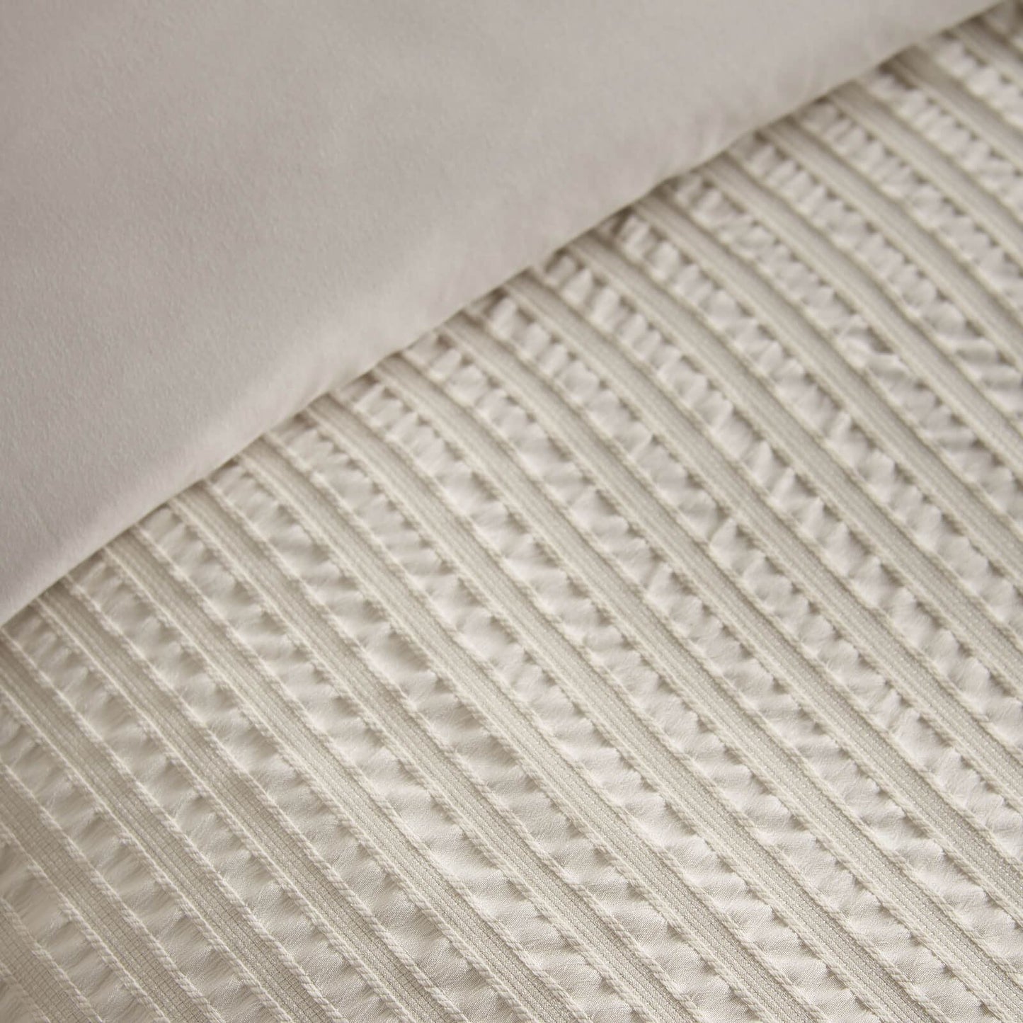 Catherine Lansfield Striped Seersucker Bedding Duvet Cover Set Natural