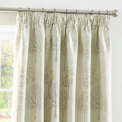 Arden Floral Natural Pencil Pleat Curtains