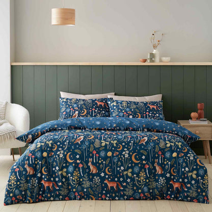 Enchanted Twilight Animals Navy Blue Duvet Set