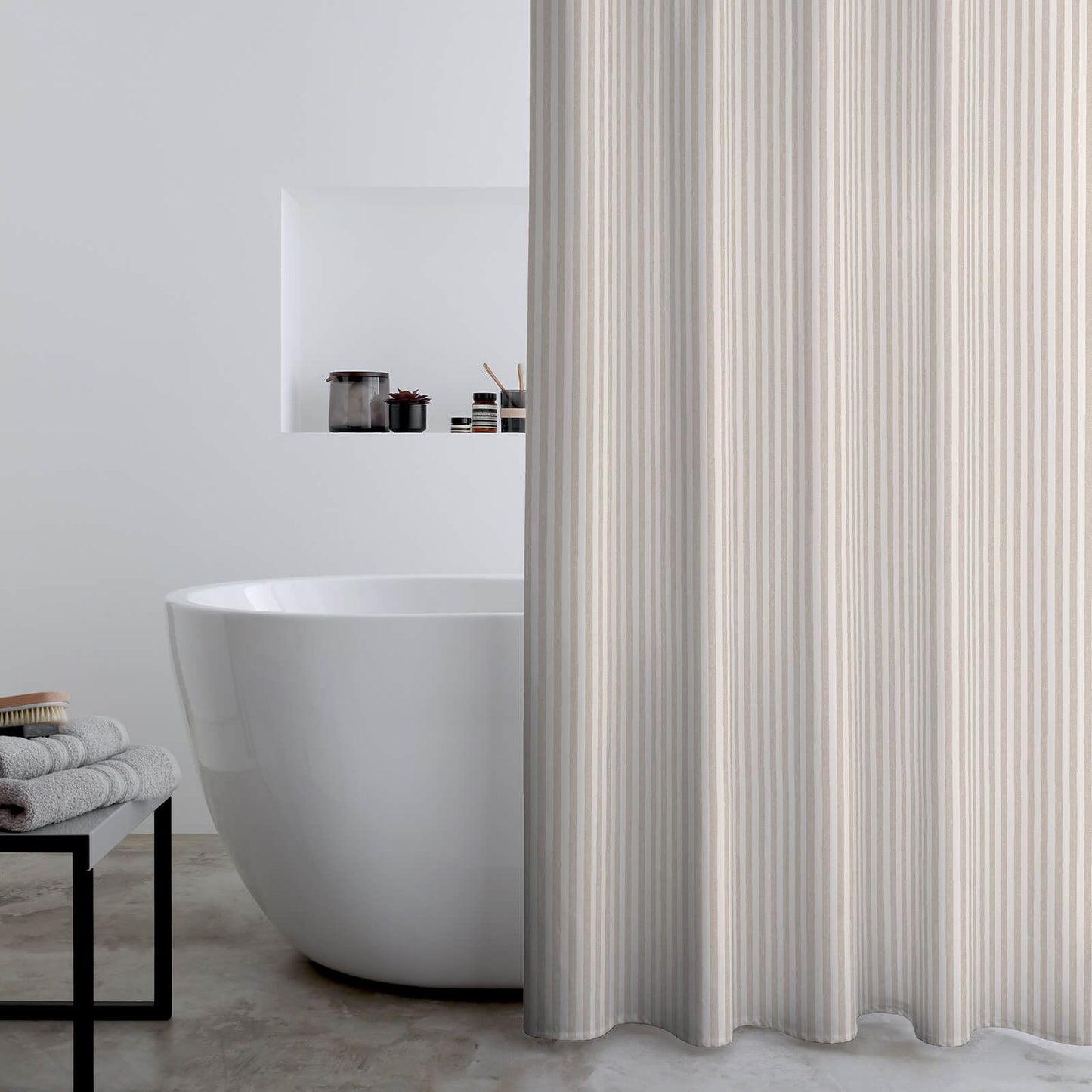 Timeless Stripe 180x180cm Shower Curtain Natural