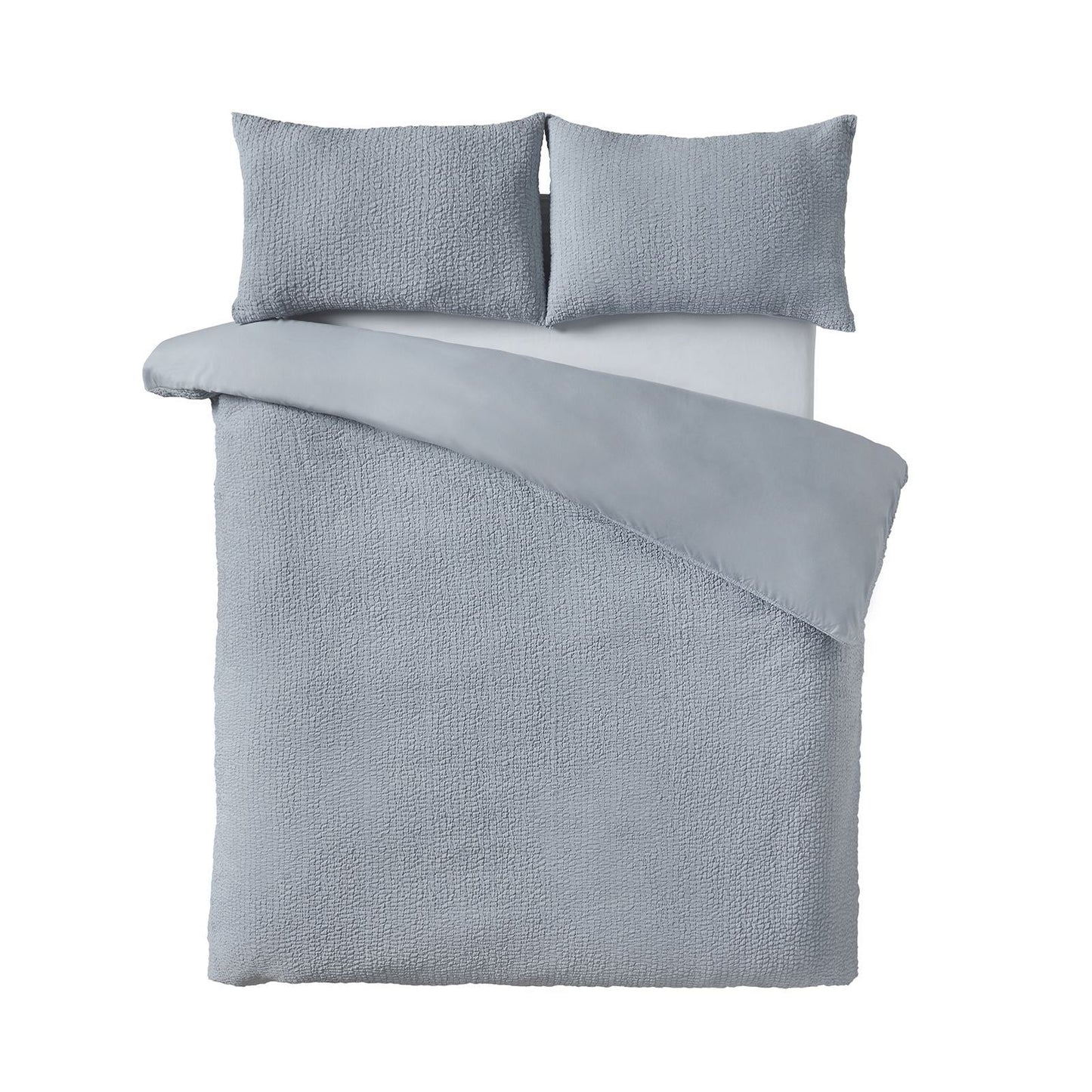 Catherine Lansfield Crinkle Seersucker Blue Duvet Cover Set