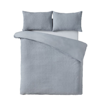 Catherine Lansfield Crinkle Seersucker Blue Duvet Cover Set