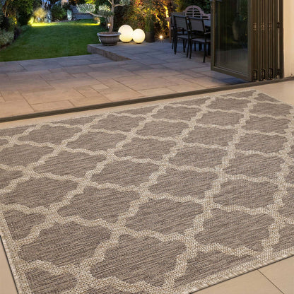 Flatweave Gel Trellis Latte Rug