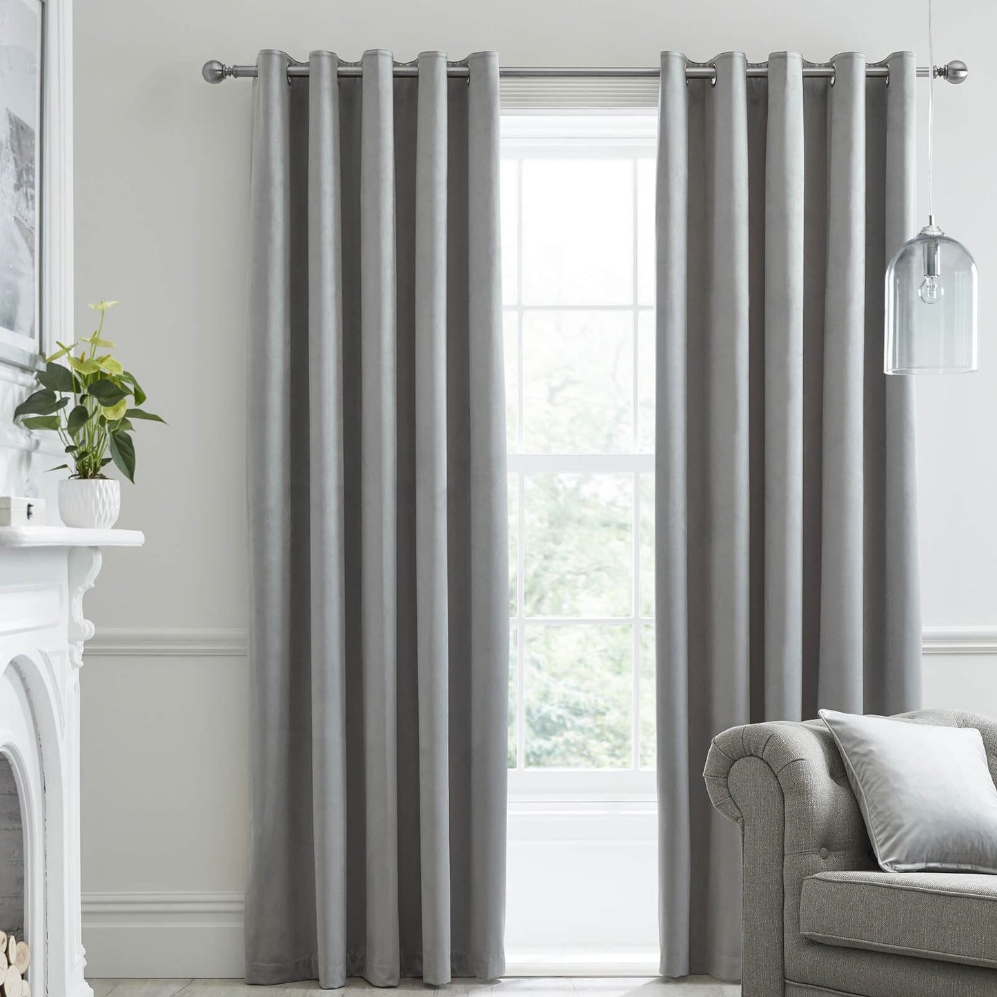 Montrose Silver Eyelet Curtains