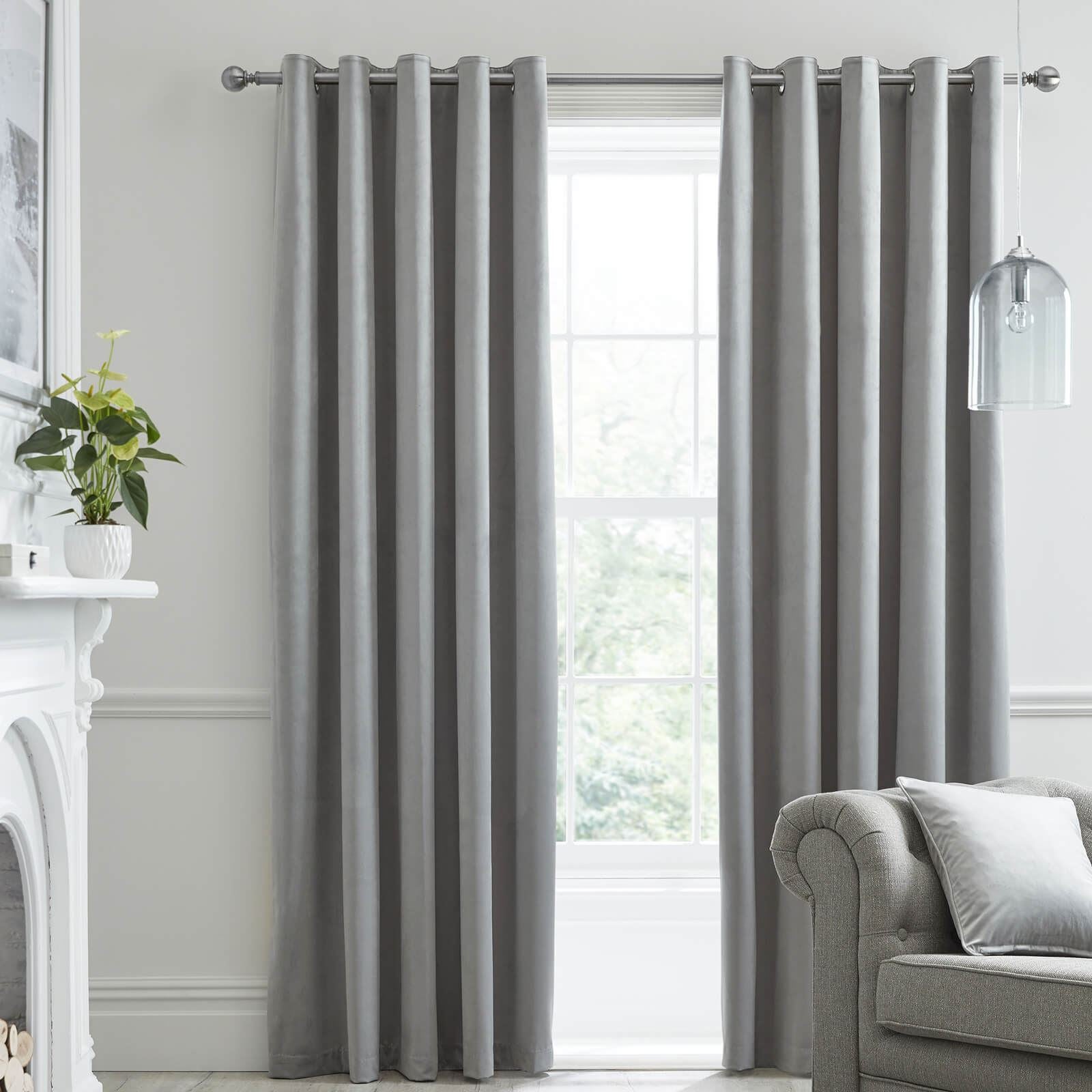 Montrose Silver Eyelet Curtains