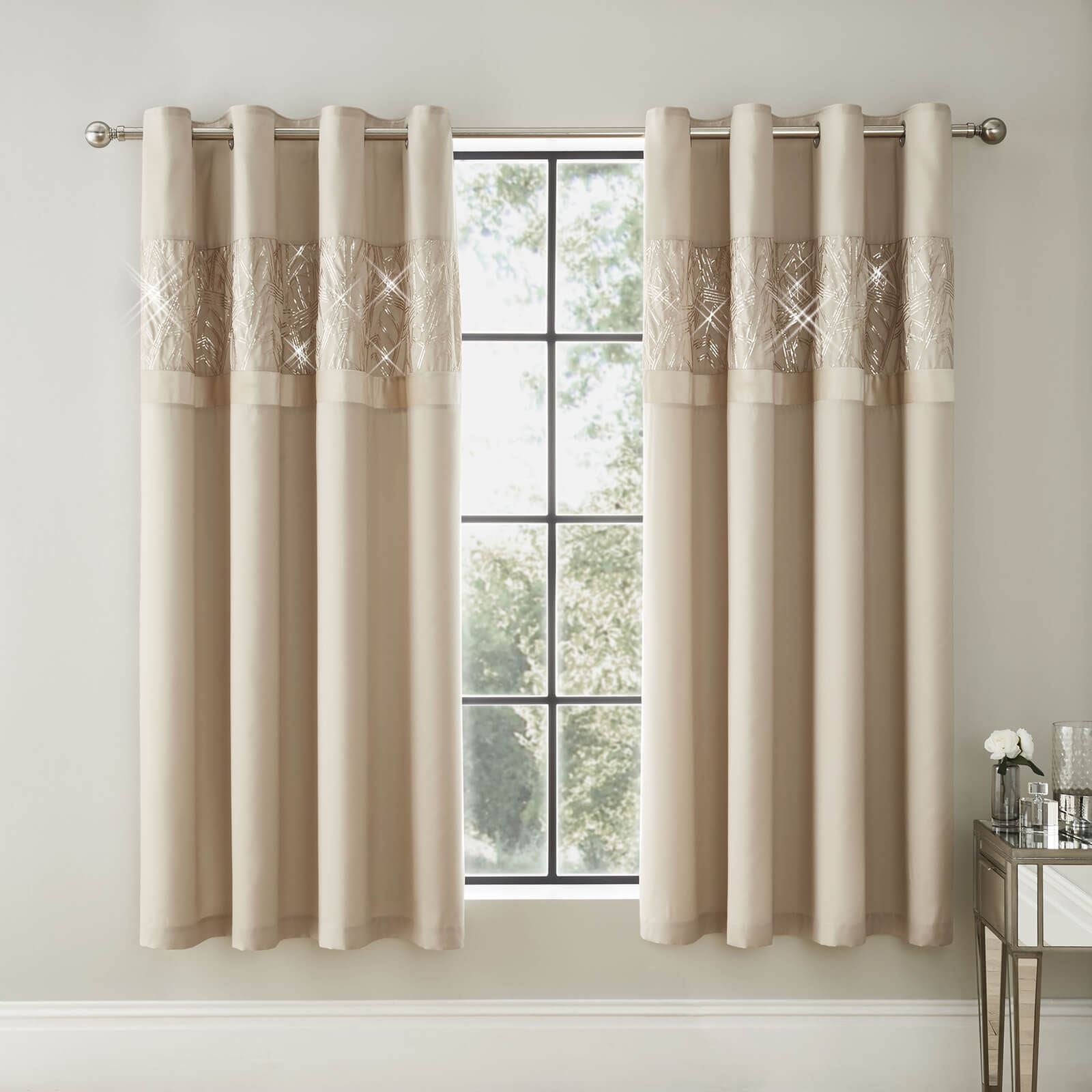 Sparkle Champagne Eyelet Curtains