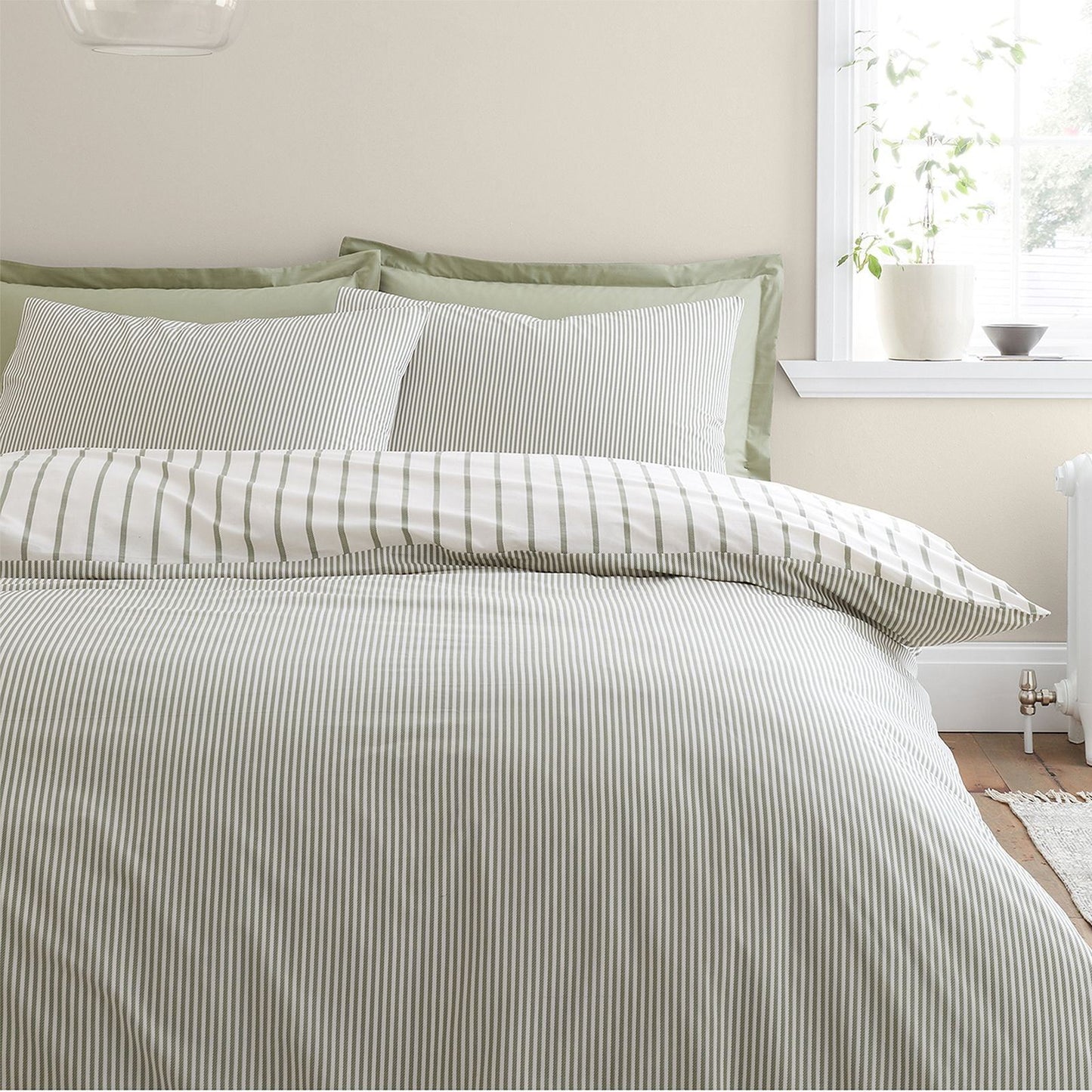 Bianca Hampton Stripe Green Duvet Cover Set