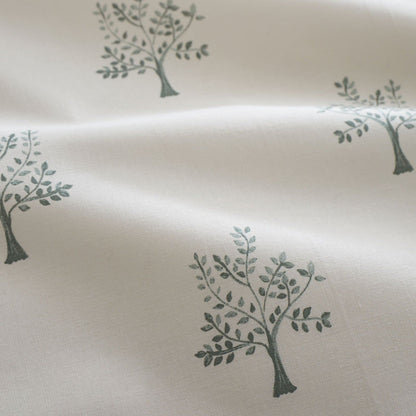 Emily Bond Dapplewood Trees Printed Reversible Cotton Bedding Duvet Cover Set Cream