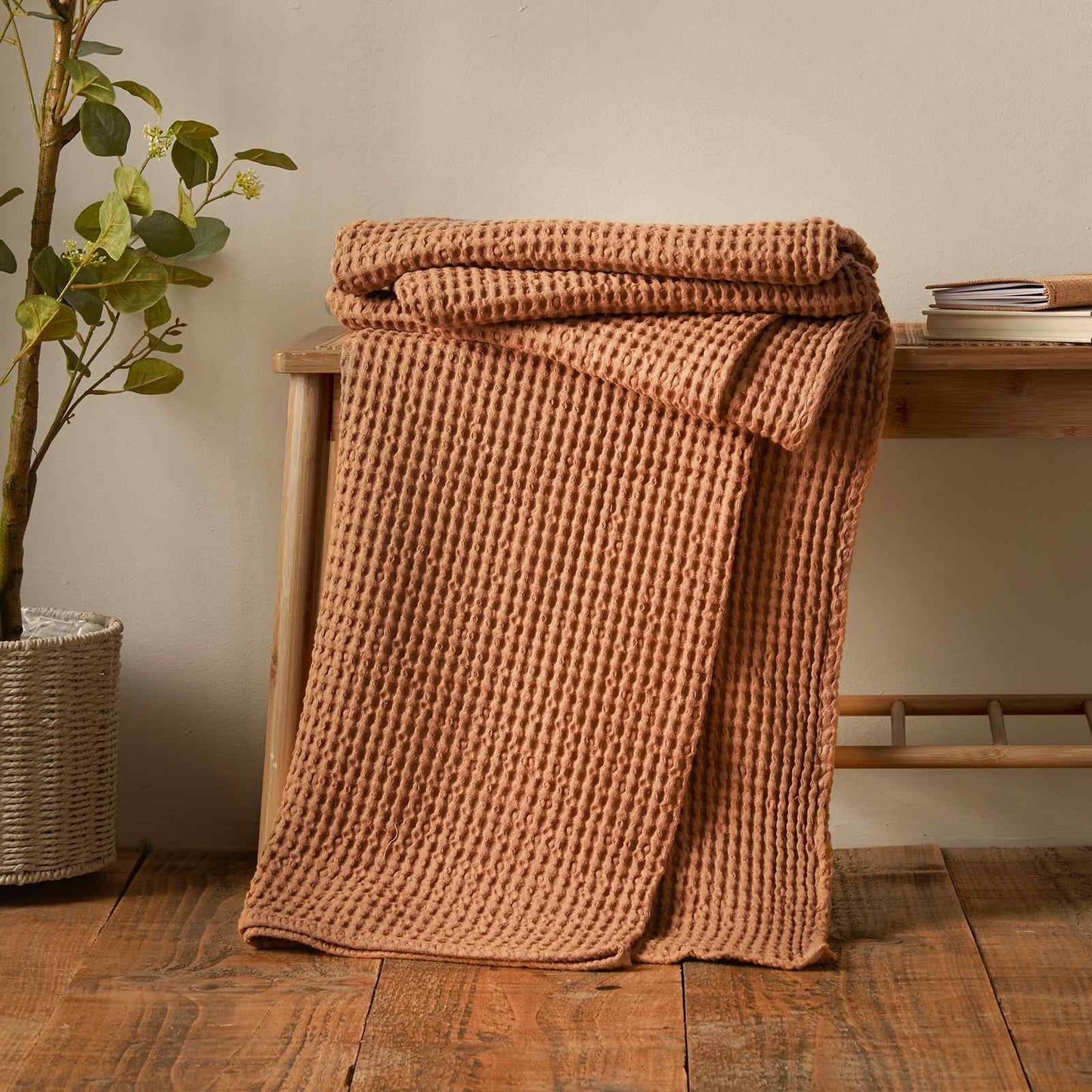 Jaipur Chunky Waffle Caramel Blanket Throw