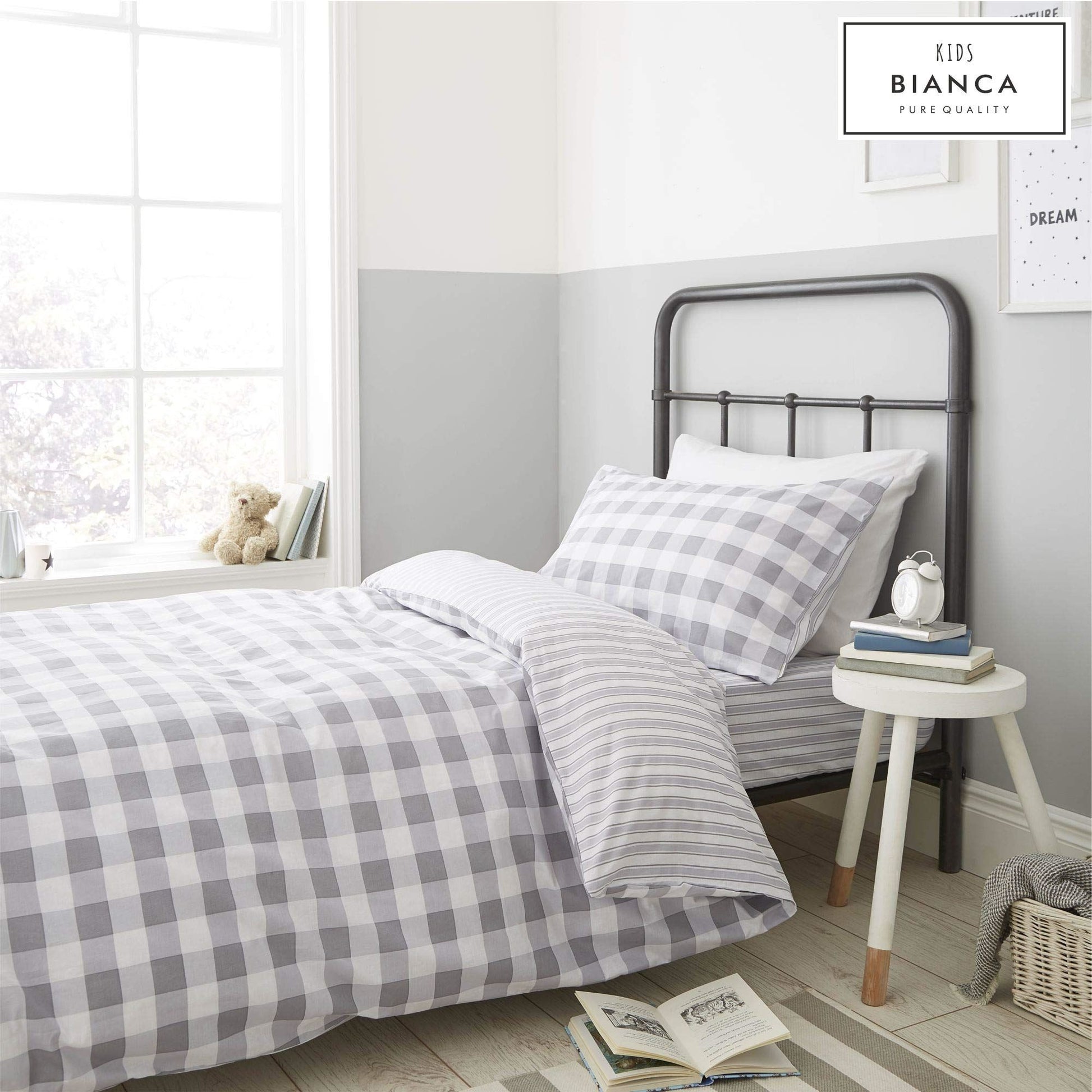 Check And Stripe Grey Duvet Set