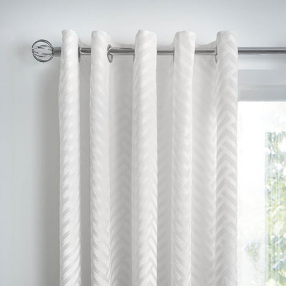 Faye Chevron Ivory Eyelet Curtains