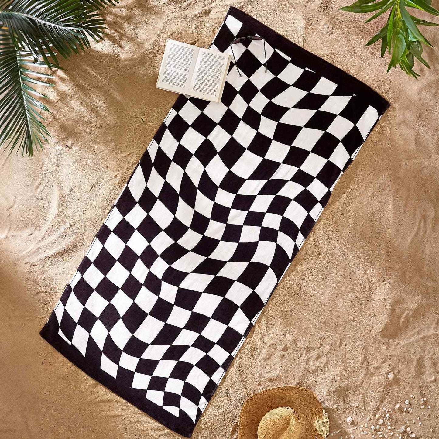 Checkerboard Black / White Beach Towel