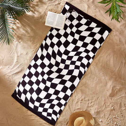 Checkerboard Black / White Beach Towel