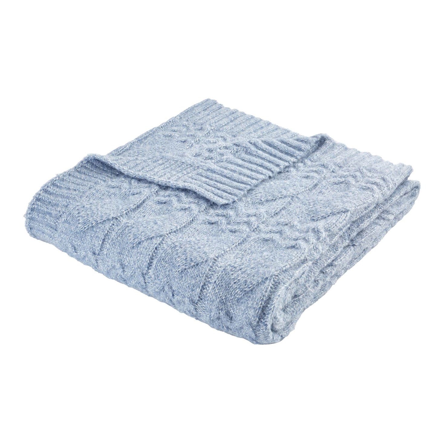 Cosy Soft Cable Knit Blanket Throw Blue